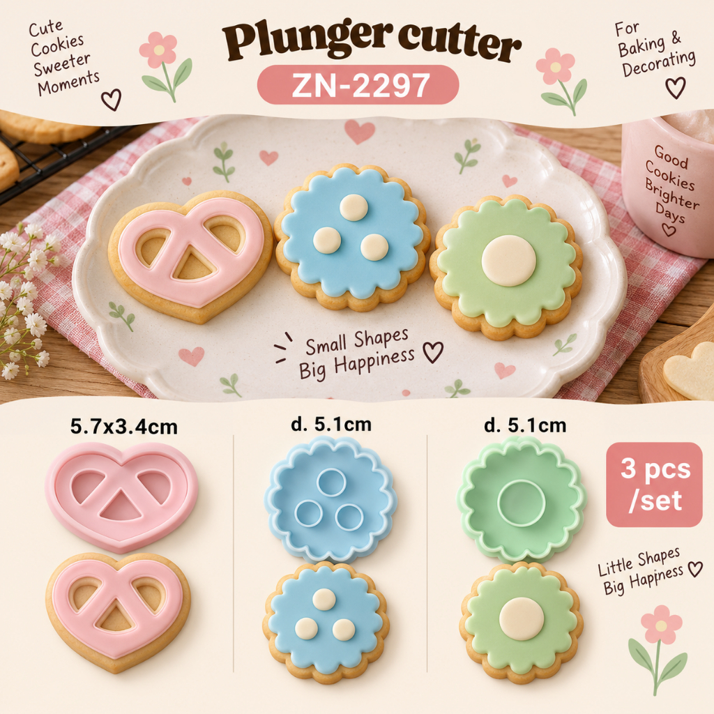 ZN-2297 Plunger embosser cutter bento fondant royal butter cookies yamama baking