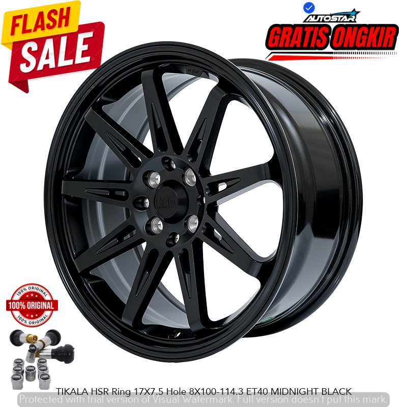 VELG RACING HSR WHEEL TIKALA R17 HITAM PAS BUAT MOBIL FRONK GEELY EX2 SPLASH IGNIS LUBANG 4 LEBAR 7,