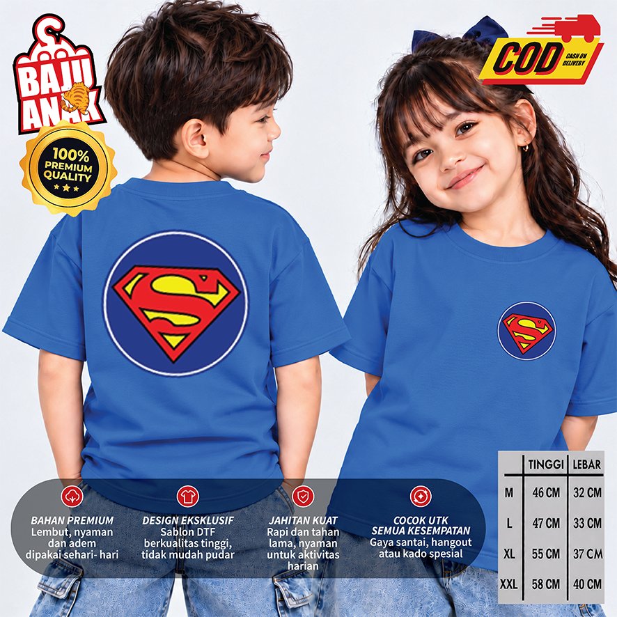 Baju kaos anak gambar Logo Superman