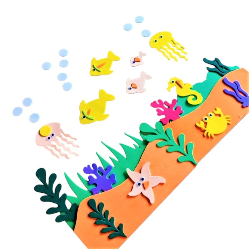 Hiasan Dinding Kelas Tema Bawah Laut Pojok Baca TK SD Bahan Spon Ati 60cm DIY