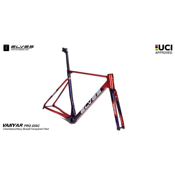 ELVES VANYAR PRO Disc Chameleon (Navy Blue) & Transparent Red  - Frame Sepeda Road Balap