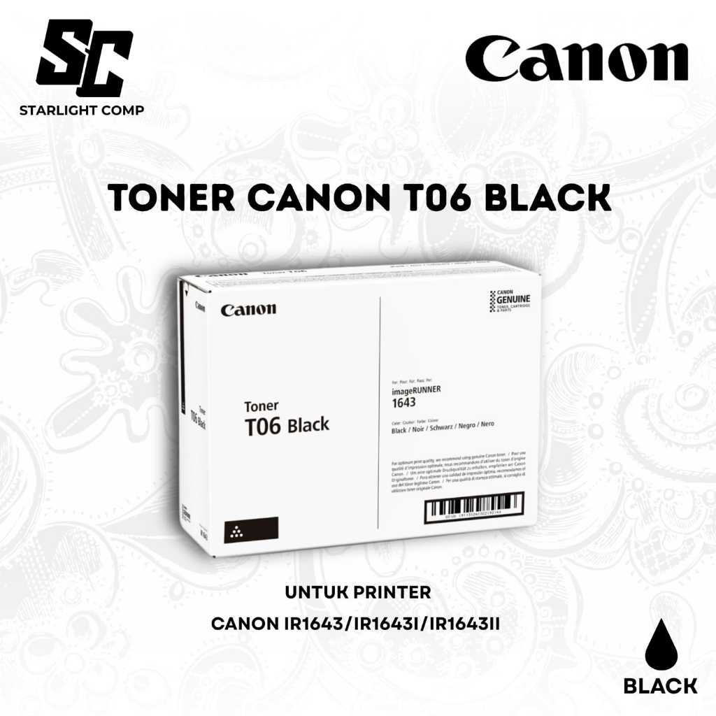 Toner Canon T06 Hitam untuk Printer Canon ImageRunner 1643 IR1643/IR1643I/IR1643II