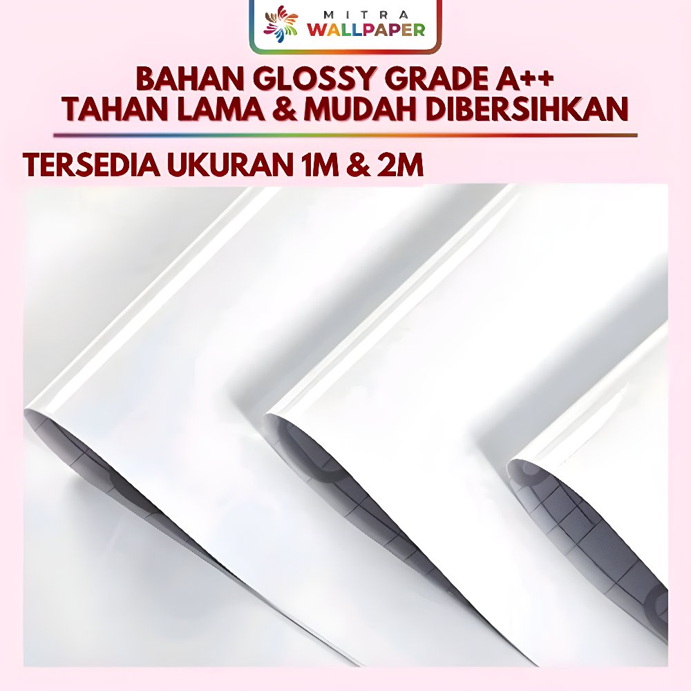 Welpeper Dinding Sticker Dapur Wallpaper Dinding Putih Polos Glossy Walpaper Dinding Dapur Glosy