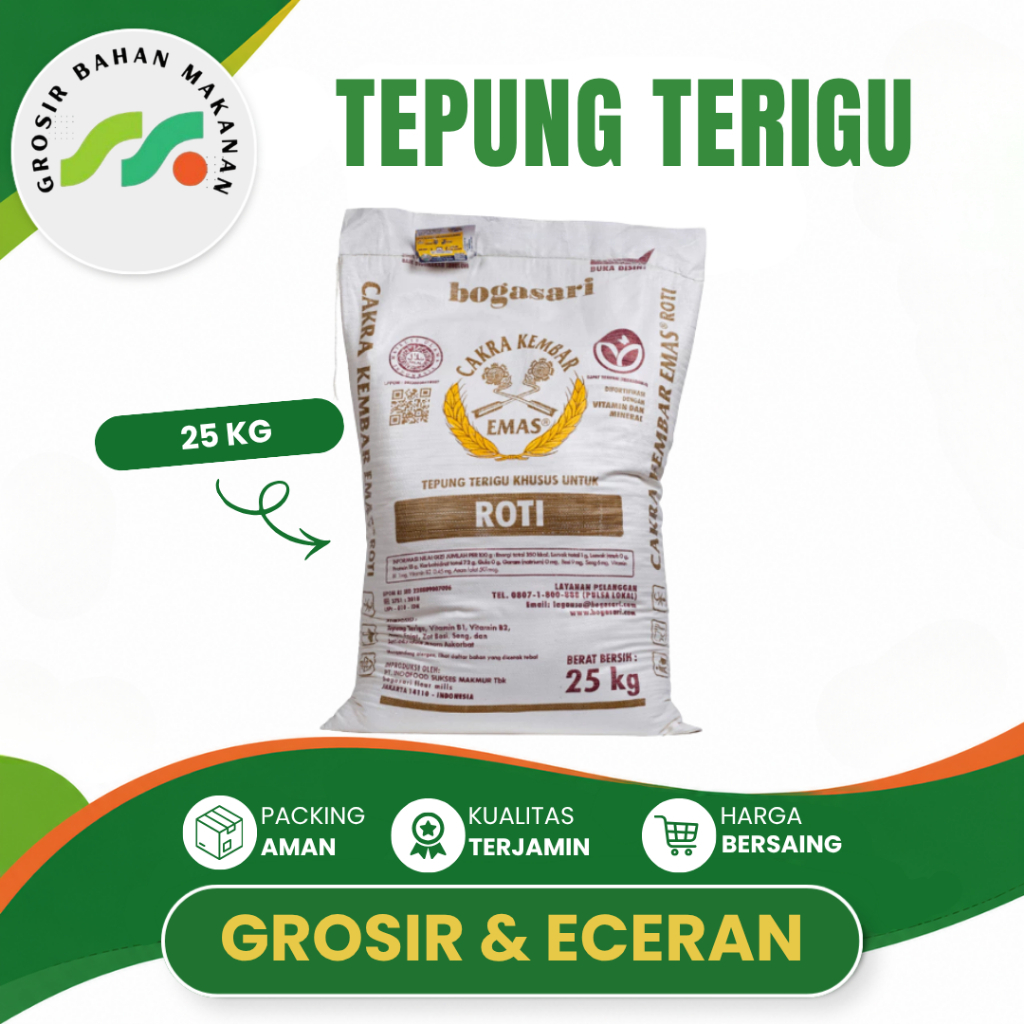 Tepung Terigu Cakra Kembar Emas Roti 25Kg