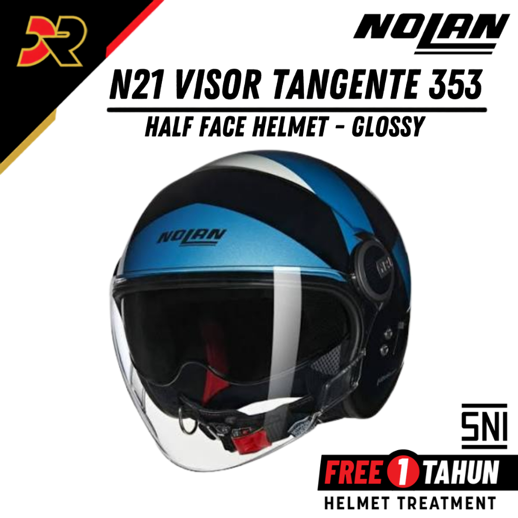 Helm Nolan N21 Visor Tangente 353 Half Face Scooter Helmet Nero Grigio Tera SNI Original