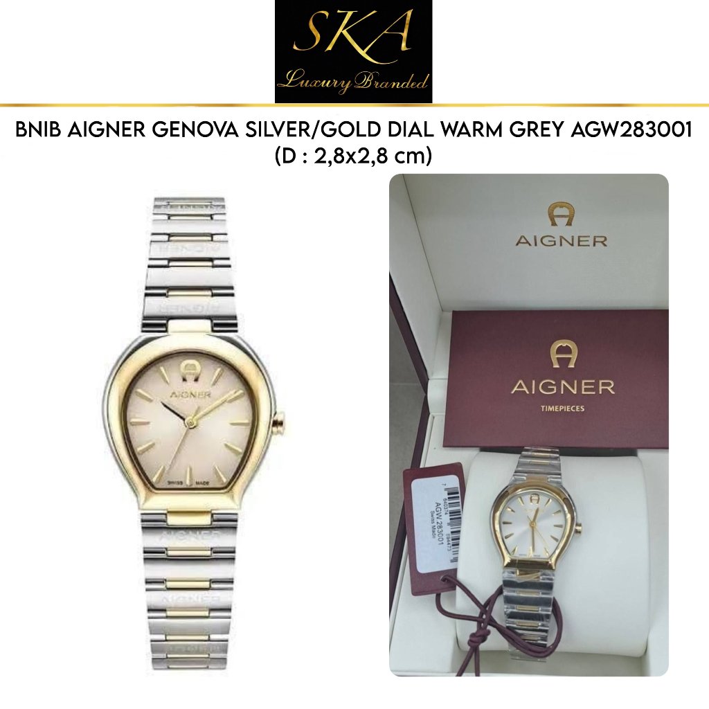 WATCH AUTHENTIC AIGNER GENOVA SILVER/GOLD DIAL WARM GREY AGW283001