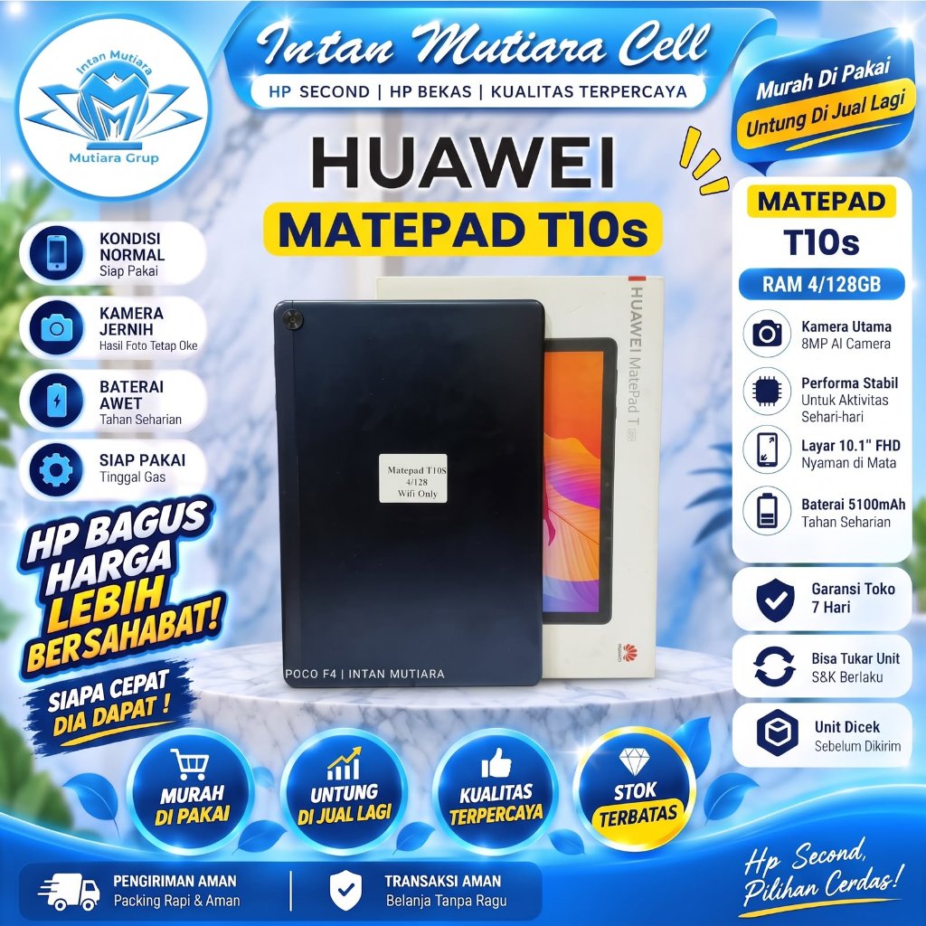 Huawei MatePad T10s Ram 3/64GB I  Ram 4/128GB ( SECOND )