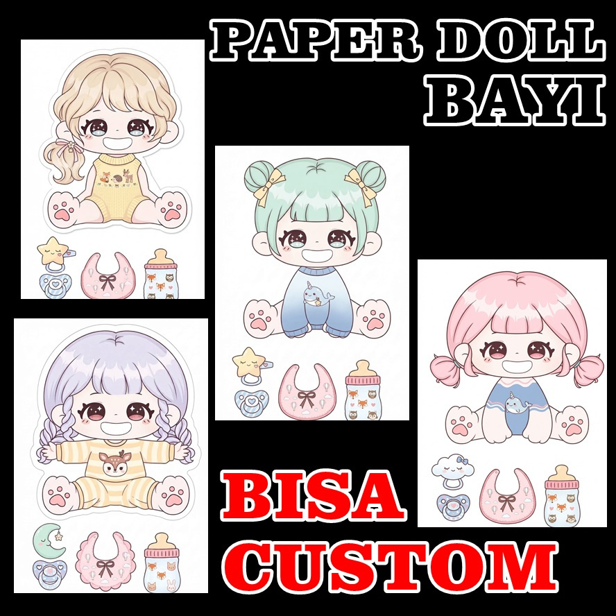 PAPER DOLL BAYI BERI MAKAN SET PAPER DOLL BABY