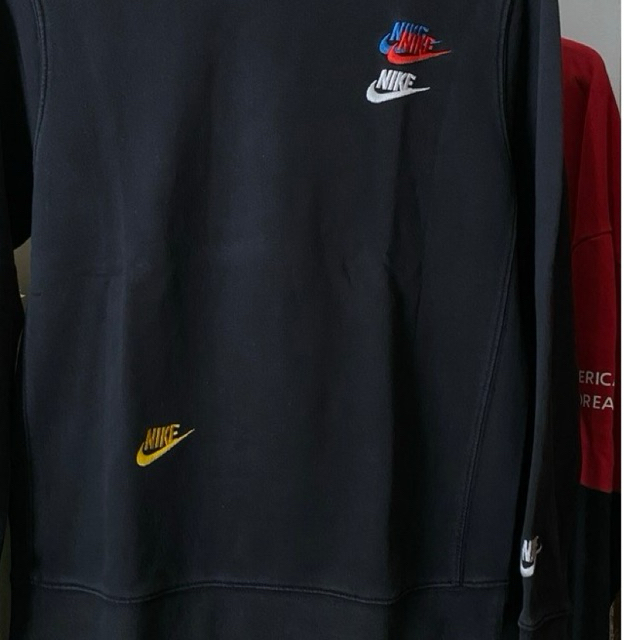 (63x51cm tanpa ditarik) CN Crewneck Sweater Sweatshirt Nike seven swoosh black centang 7 bordir