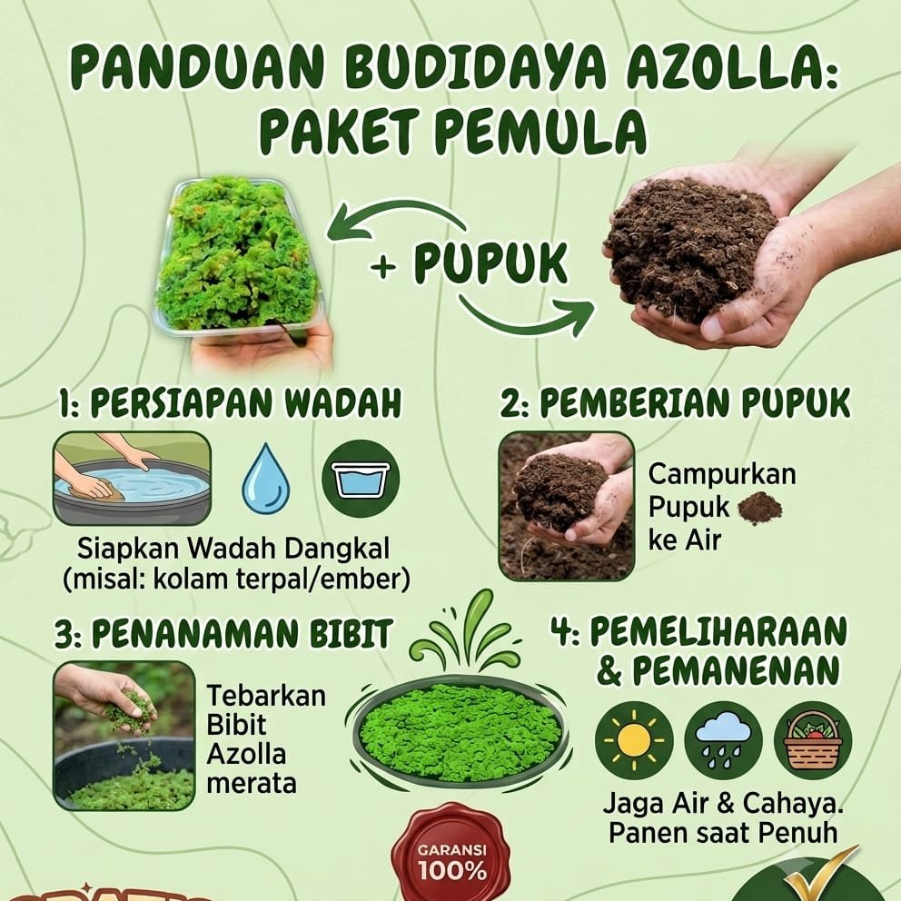 Bibit Azolla Super Premium  1 kg benih - Pakan Ternak, Tahan Pengiriman, Siap Budidaya bibit rumput 