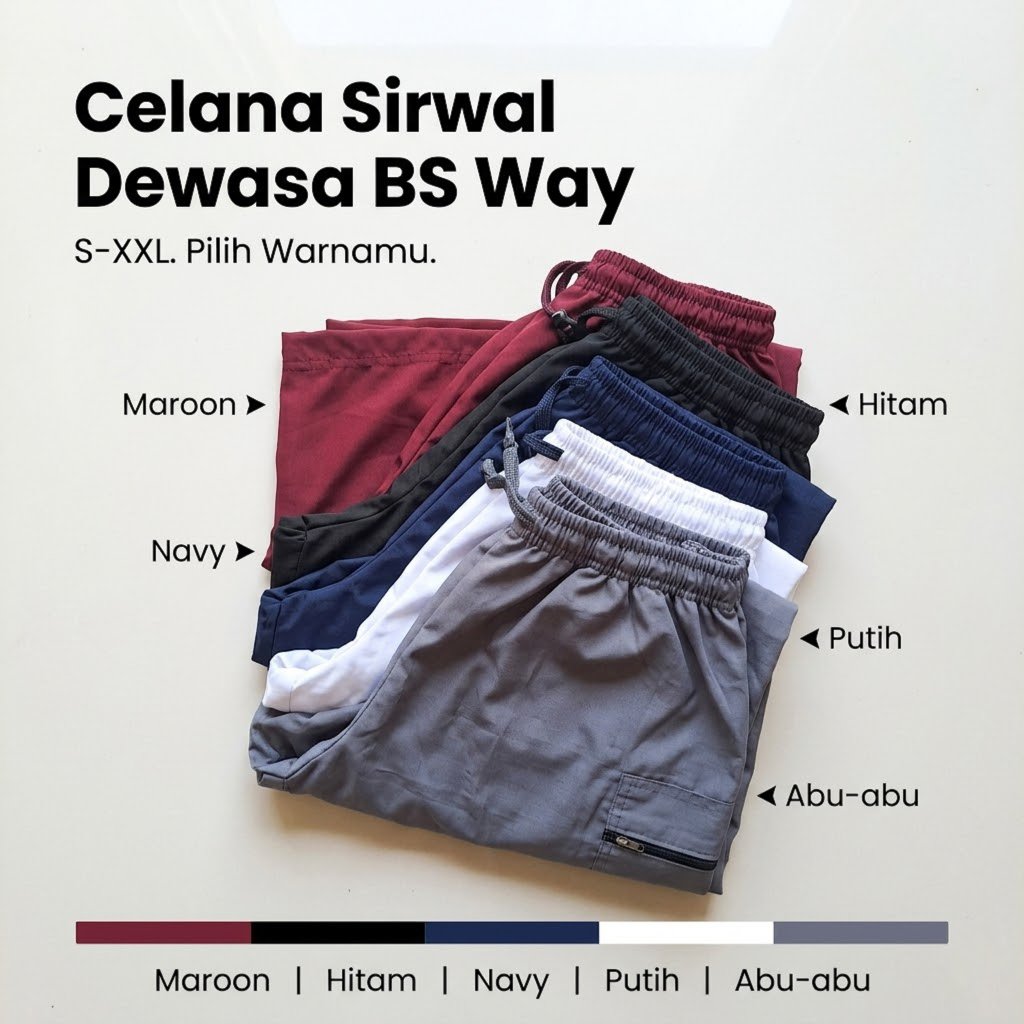 Sirwal Komprang Pria Celana Cingkrang Bahan BS Way Nyaman Untuk Sholat