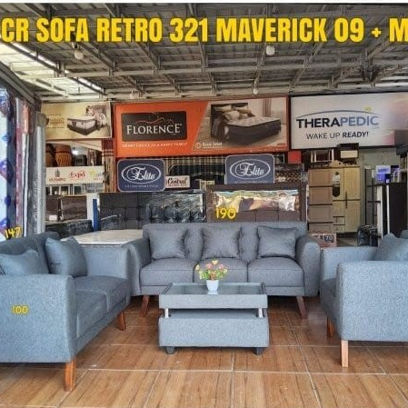 CENTRAL - SOFA RETRO 321 MINIMALIS MURAH / SOFA TAMU RETRO 321 + MEJA MURAH ( BISA PO WARNA )