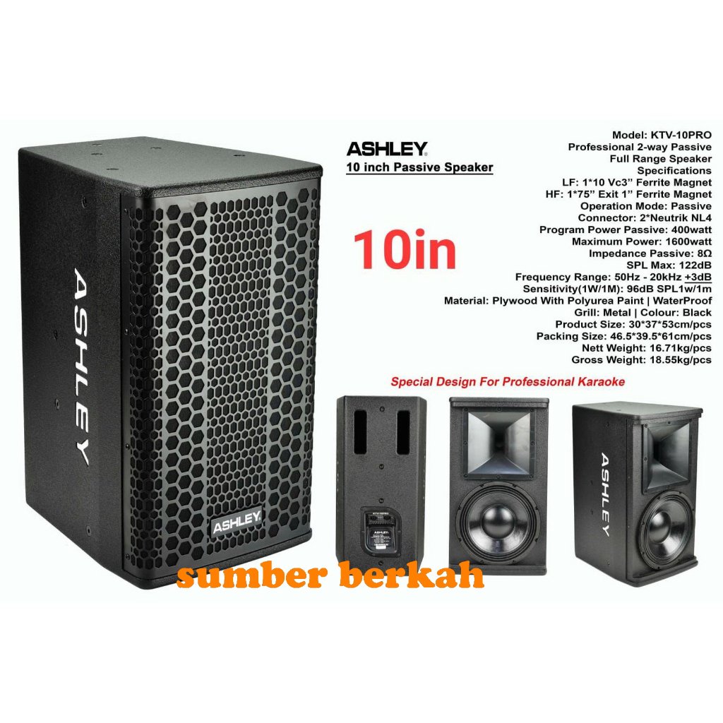 SPEAKER PASSIVE ASHLEY KTV-10PRO SPEAKER 10 INCH KTV10PRO