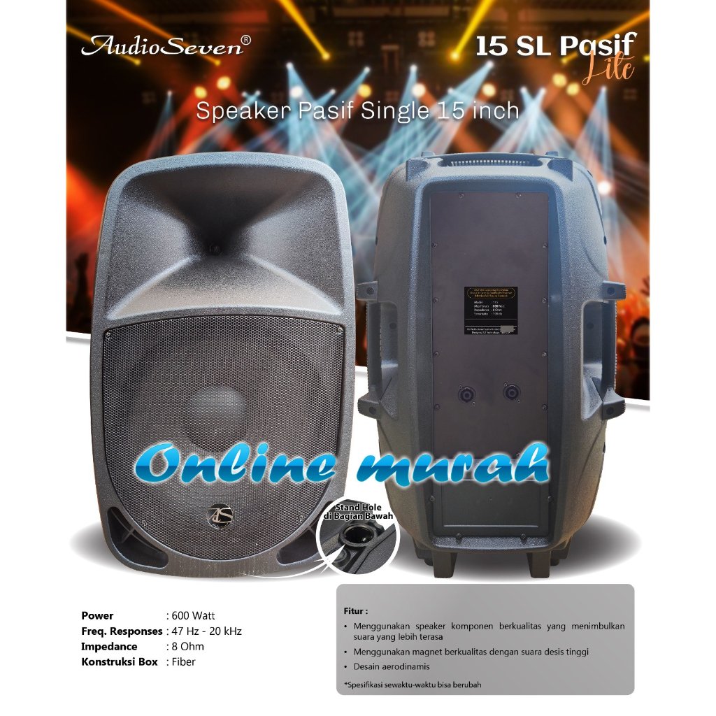speaker pasif audio seven 15 sl / 15 sw AUDIO SEVEN 15SL / 15SW 15 inch 1 buah original