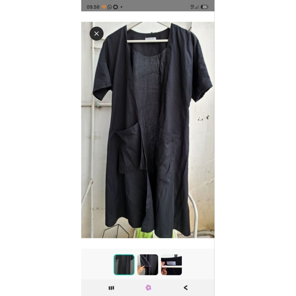 Outer Panjang Second Cardigan Hitam Belang Coklat