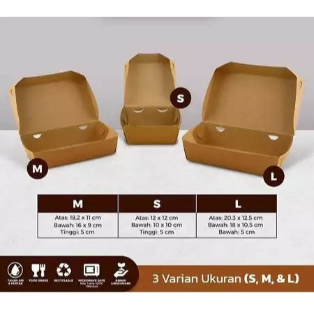 Paper Lunch Box Coklat Craft Murah SIAP PAKAI Isi 50pcs Craft Tebal Kotak Makan Kertas Medan