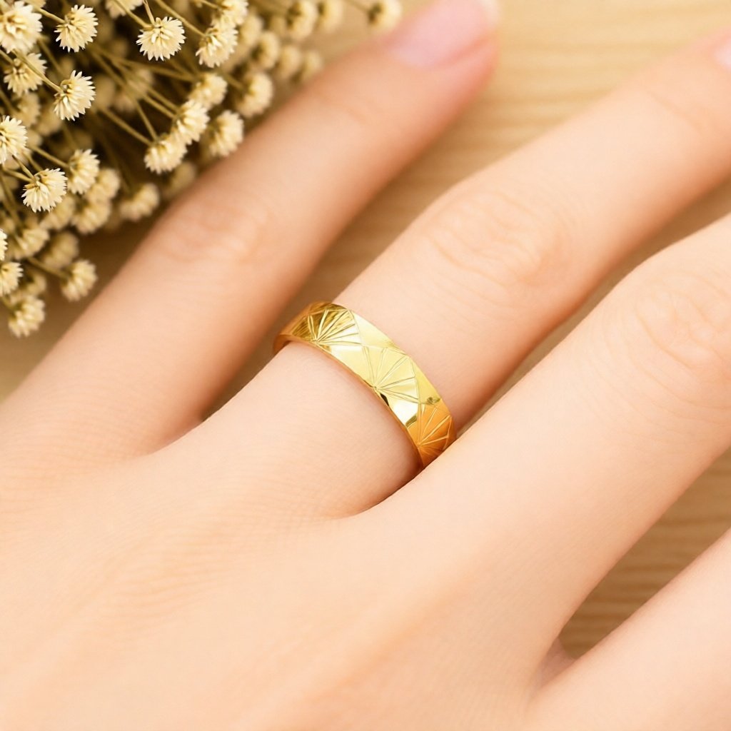 Cincin Dewasa Emas Muda Polos Ukir Kembang berat 2 gram
