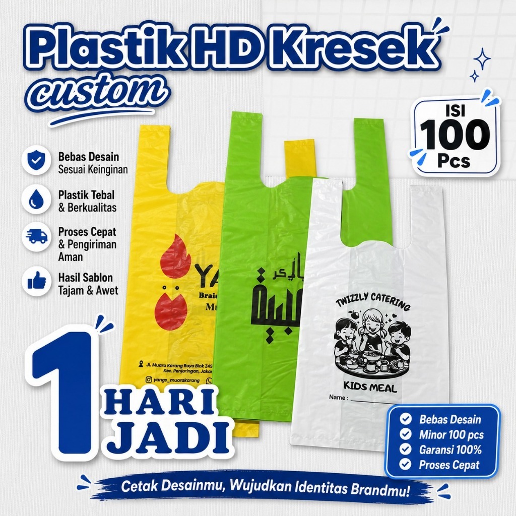 Isi 100 Pcs Hd Kresek, Kresek Sablon, Plastik Sablon, Plastik Sablon Custom, Custom, Dus, Snack, Cod