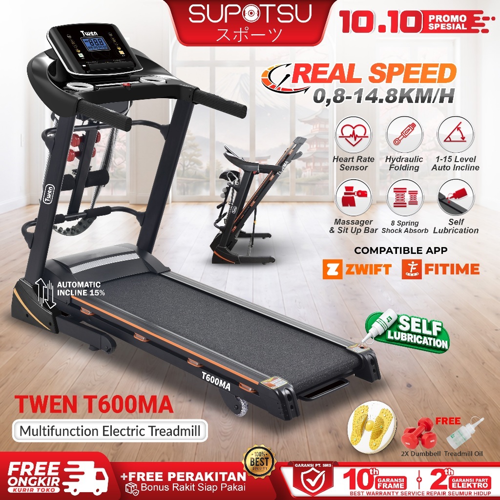 TWEN T600MA Treadmill Electric Low Watt Alat Olahraga