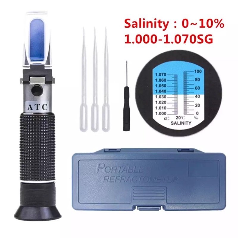 READY SALINITY REFRACTOMETER ALAT UKUR KADAR GARAM SALINITAS AIR LAUT AIR TAMBAK AQUARIUM SALINITY R