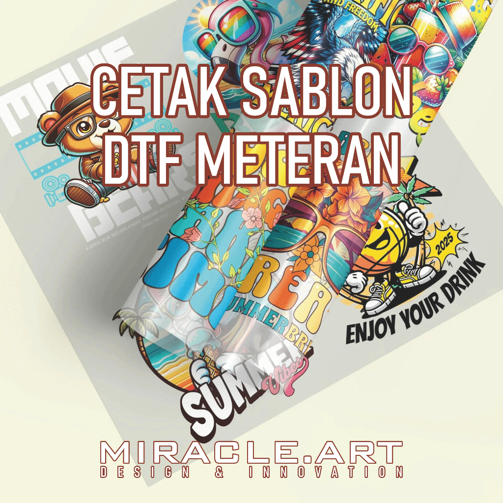 Cetak Sablon DTF Satuan Murah Siap press, Sablon DTF Satuan Ukuran A3 dan Sablon DTF Meteran