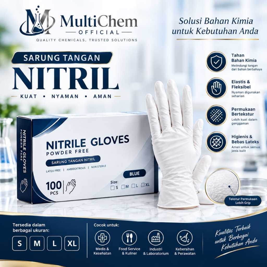 Nitrile Gloves | Sarung Tangan Nitril Powder Free Bebas Lateks | MultiChem Official