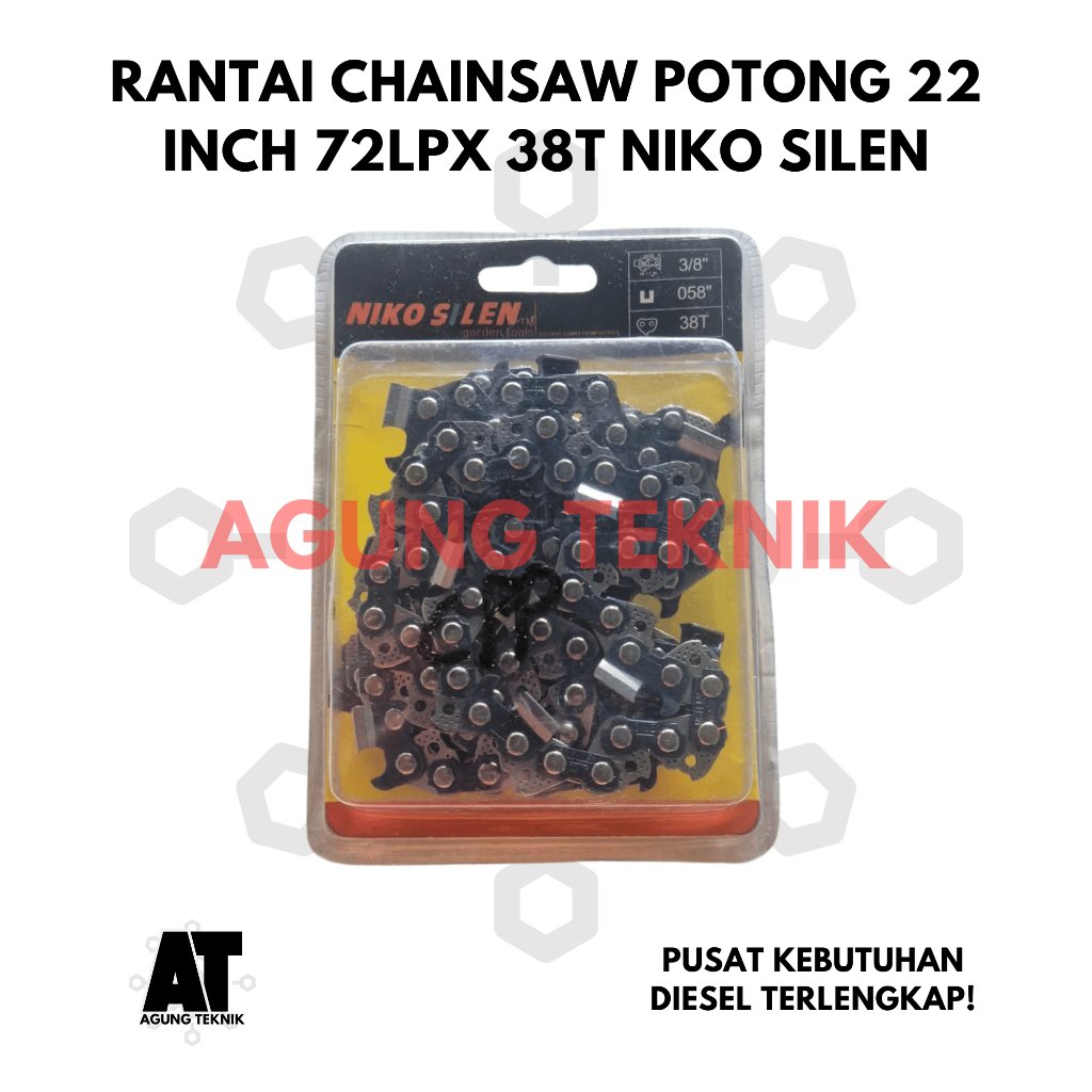 Rantai Chainsaw Potong 22 Inch 72LPX 38T Niko Silen