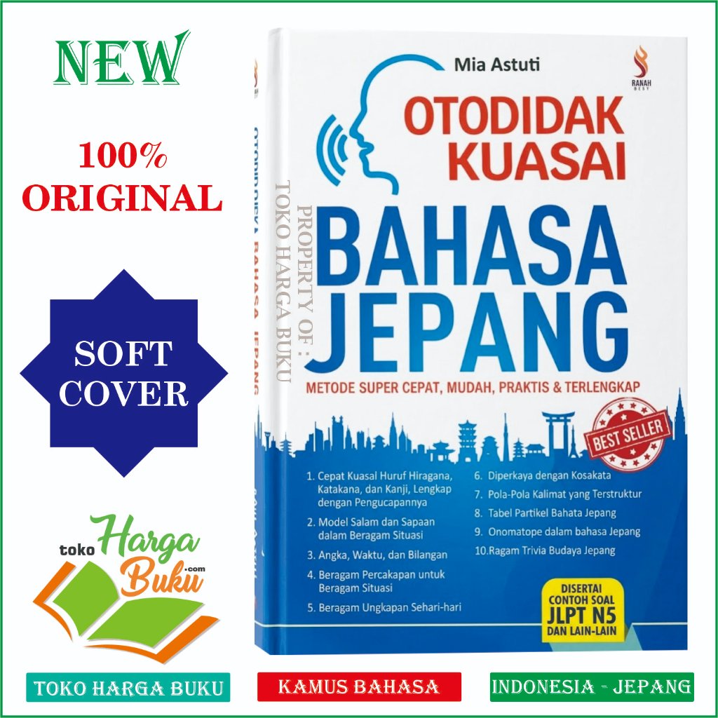 Foto Otodidak Kuasai Bahasa Jepang Buku Belajar Kamus Bahasa Jepang Sendiri ORIGINAL Disertai Contoh Soal JLPT N5 - Ranah Buku