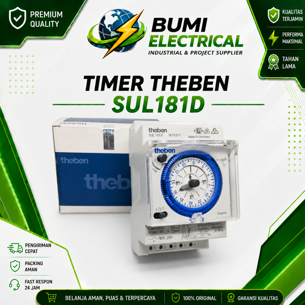 Timer Theben SUL181D Original Ready Stock Analog 24 Jam Timer Panel Listrik 220V 16A