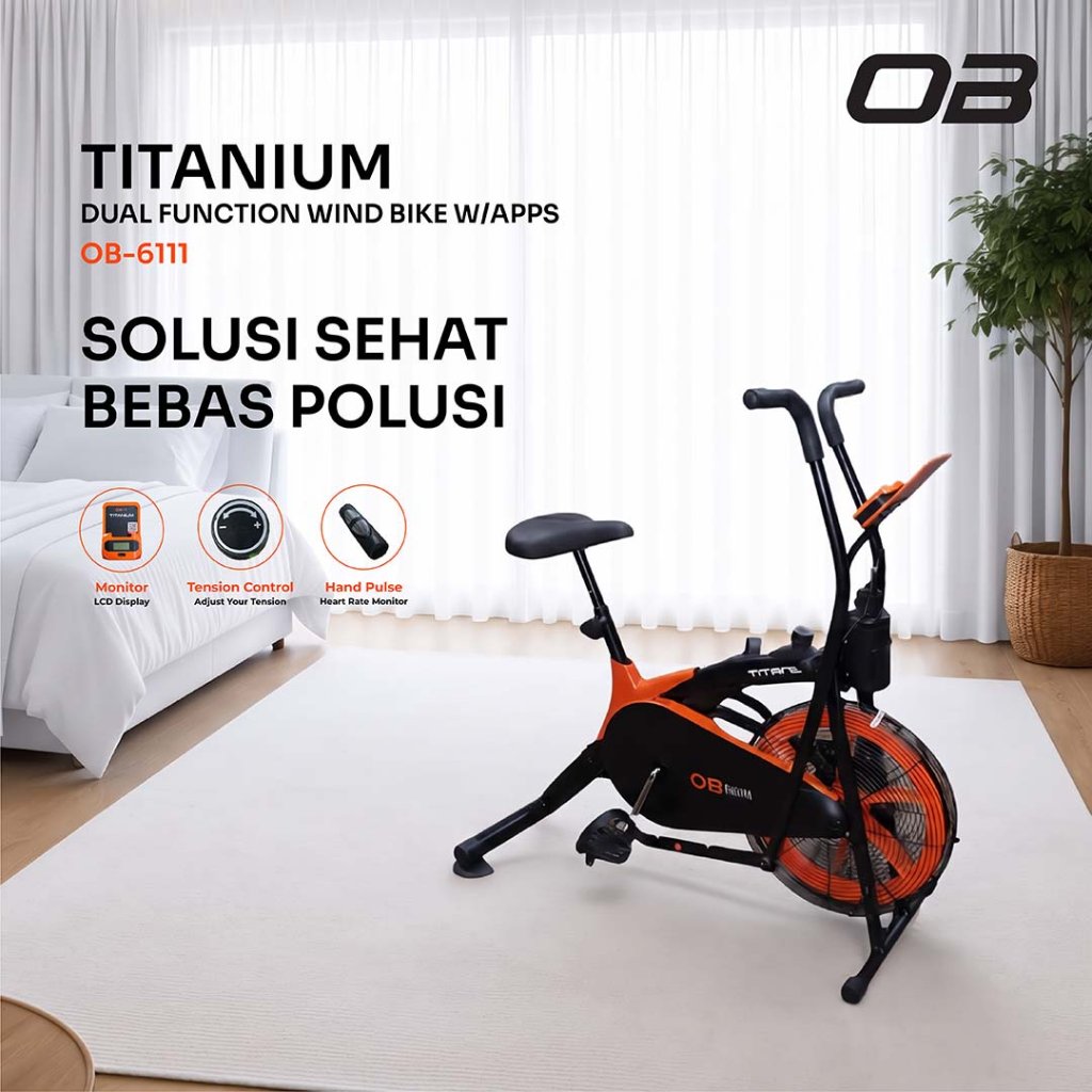 Sepeda Statis Dual Motion Wind Bike OB Fit OB 6111 Titanium Dual motion kaki tangan bergerak aktif