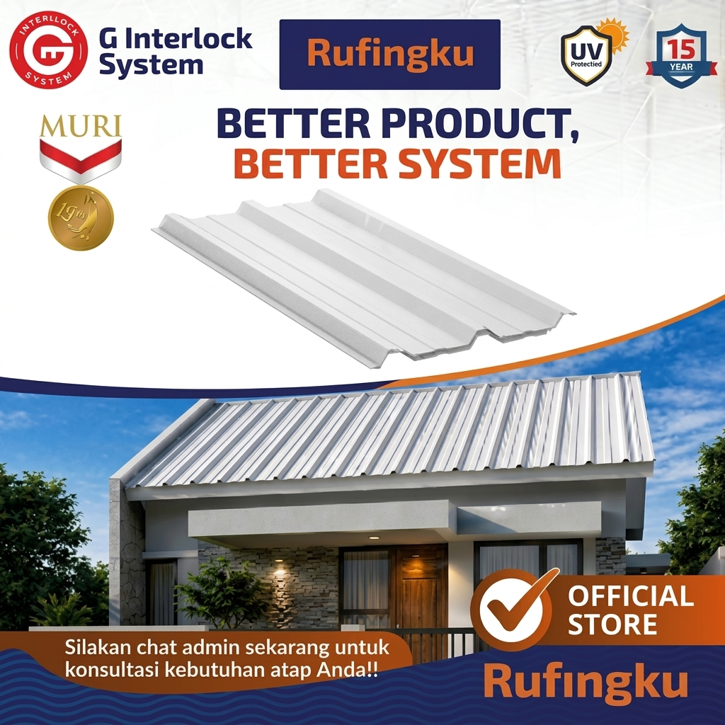 Rufingku Atap uPVC Double Layer 12mm Garansi 15 Tahun