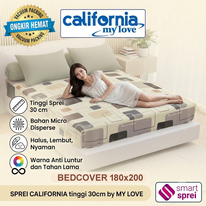 BEDCOVER CALIFORNIA 180x200 TINGGI 30 / BEDCOVER CALIFORNIA KING
