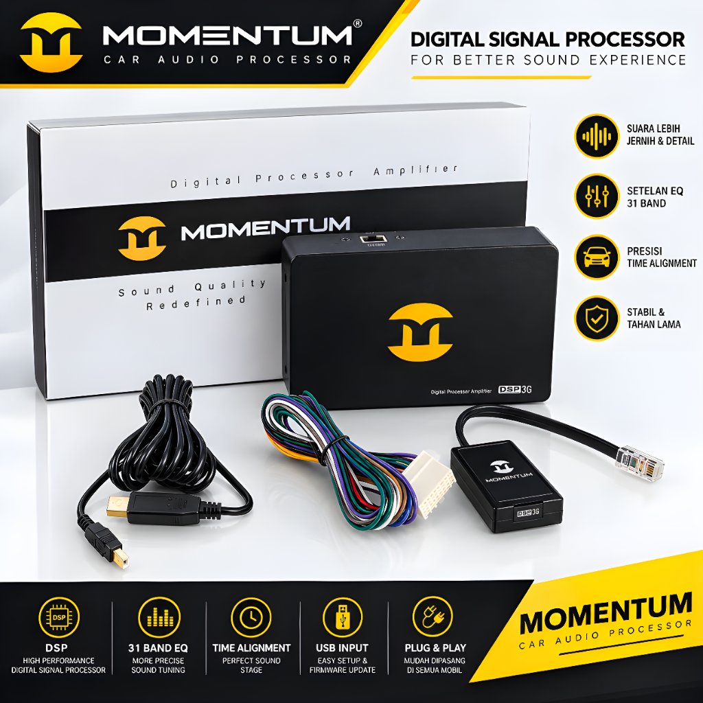 Momentum Audio DSP-Three SQ Processsor Digital Amplifier Audio dengan Input Output Bluetooth