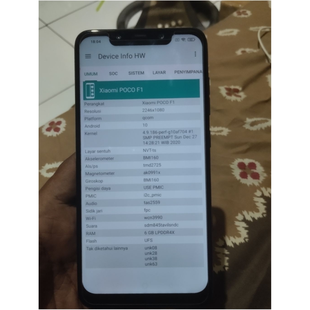 Lcd Ori Copotan Pocophone F1 NVT-Ts Layar Bersih