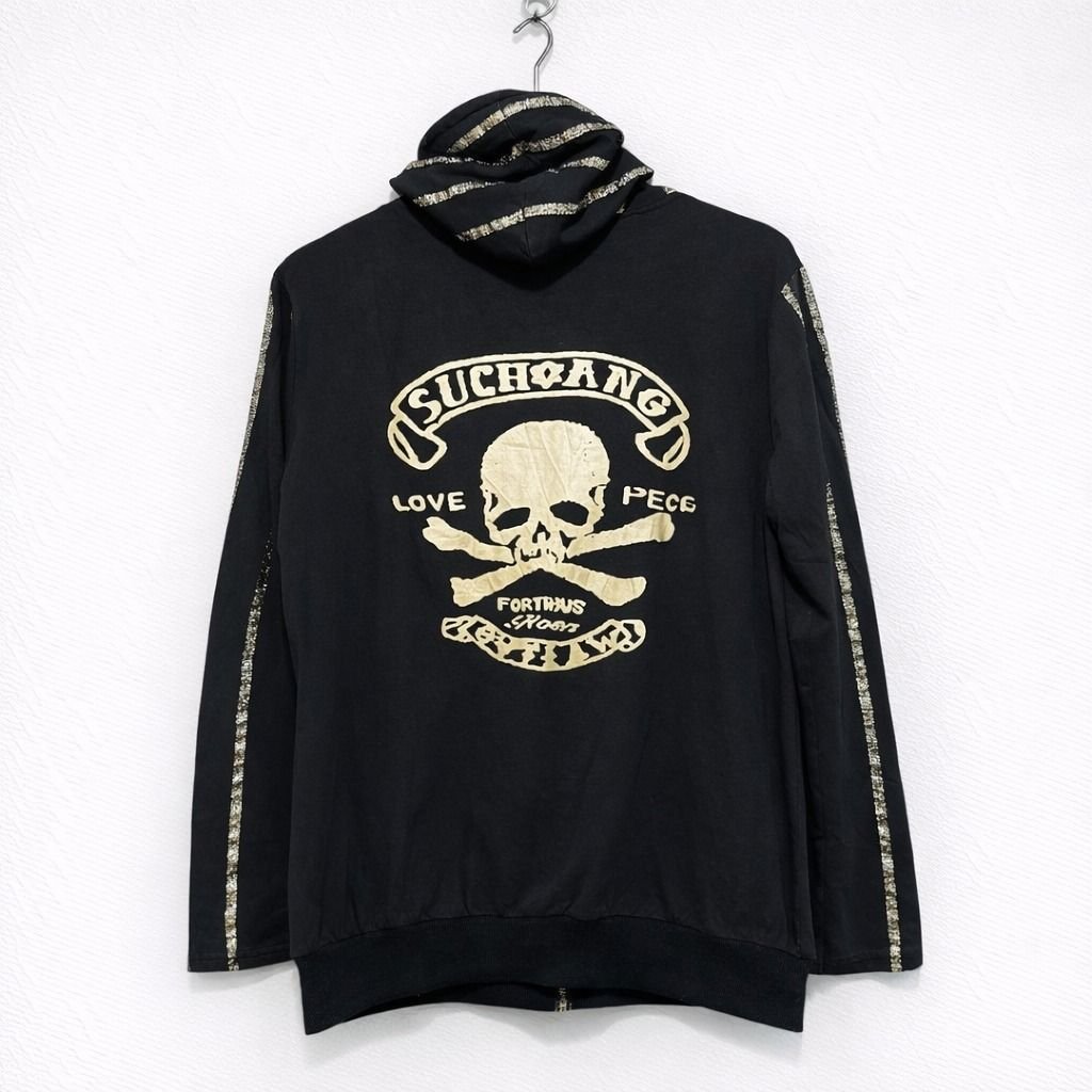 Y2K Vintage skull ZipHoodie | Hoodie salur zipper motif Tengkorak