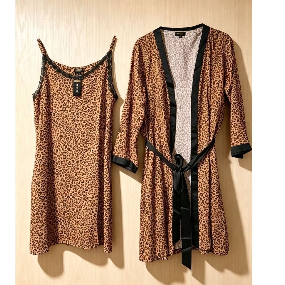 Set kimono sleepdress leopard viscose GHUM