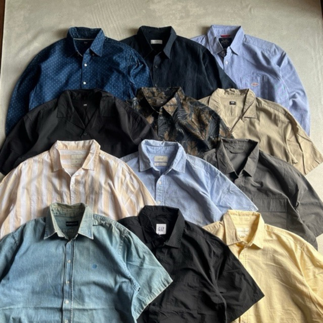 Kemeja Pria Uniqlo Chambray LS Shirts Katun Vintage