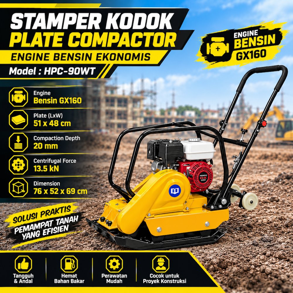 Stamper Kodok Plate Compactor Include Engine Bensin Murah Ekonomis