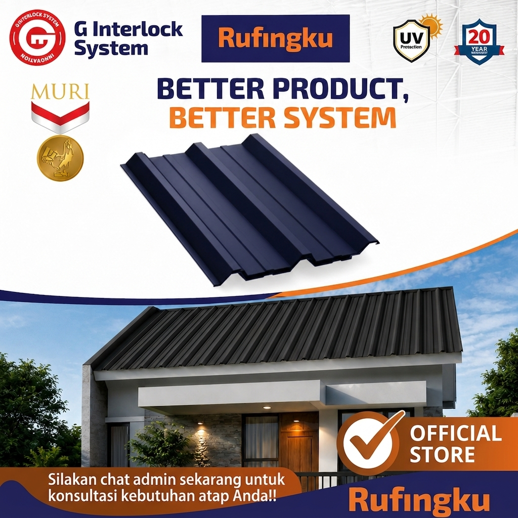 Rufingku Atap uPVC Double Layer 15mm Garansi 20 Tahun