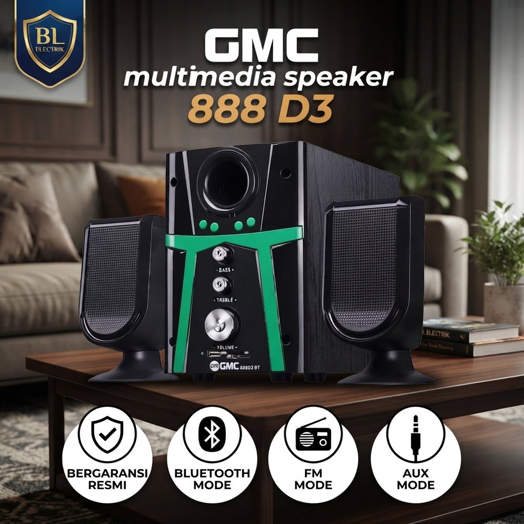 Speaker aktif bluetooth gmc 888D3 Speaker Subwoofer mega bass Original suara mantap Bergaransi Resmi