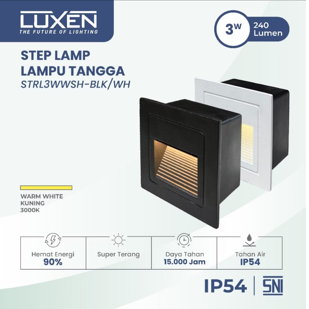 LUXEN LAMPU TANGGA LRD 3 WATT PERSEGI STEP LAMP CAHAYA KUNING