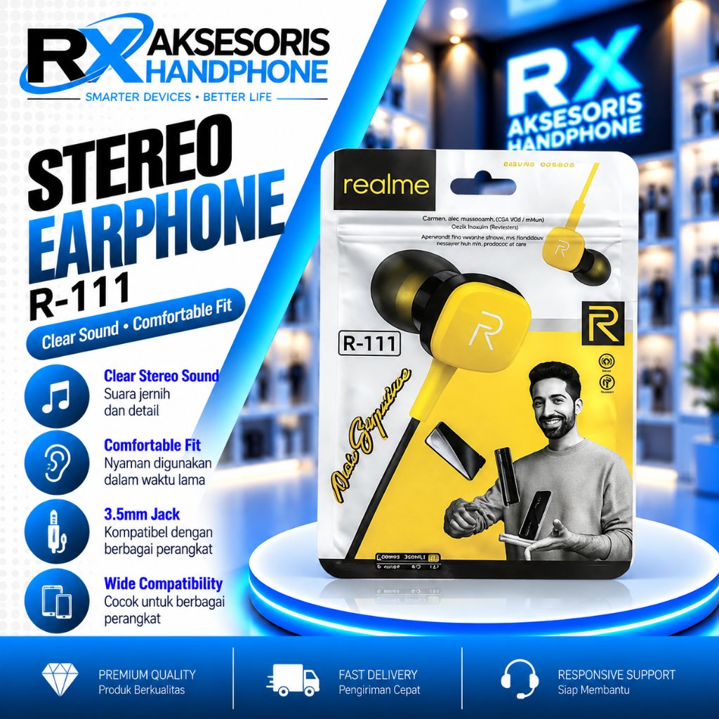 Handsfree Headset Realme Earphone R-111 Handset Handsfree Realme R-111