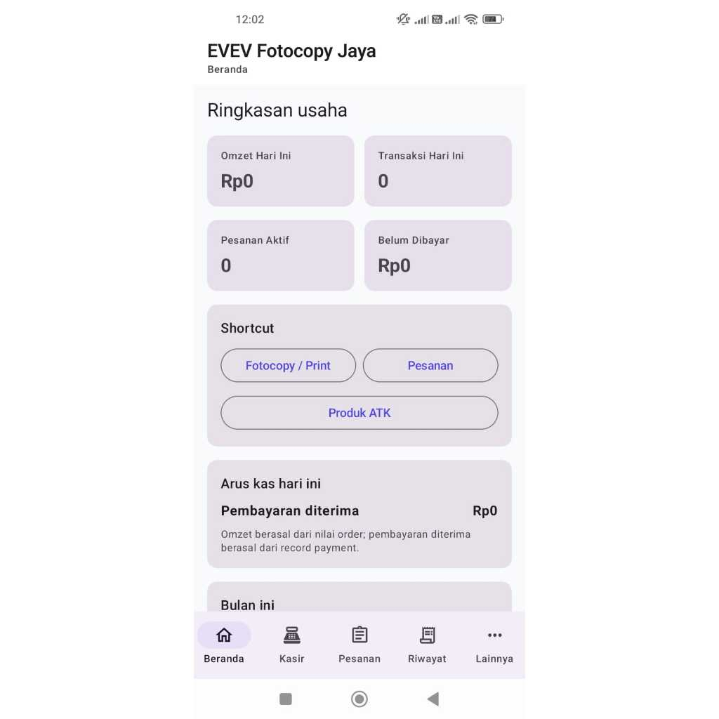 Aplikasi Kasir Fotocopy & Percetakan Android POS Offline — EVEV Fotocopy
