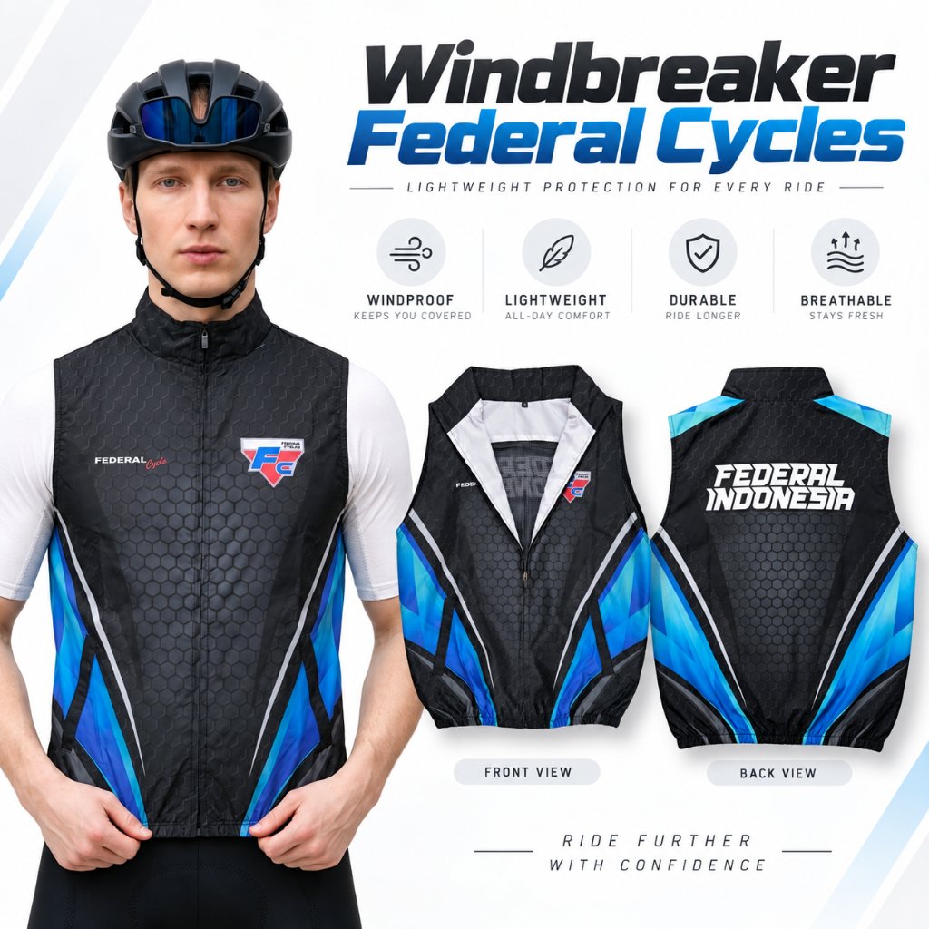 Rompi Gowes Sepeda Federal Cycle / Jaket Rompi Windbreaker Sepeda UNISEX / Rompi Sepeda Federal / Ro