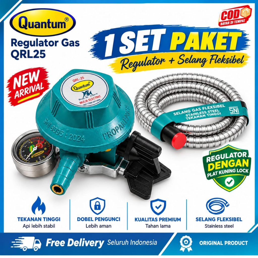 REGULATOR GAS QUANTUM QRL - 25 DL / REGULATOR TEKANAN RENDAH DOUBLE LOCK PROMO