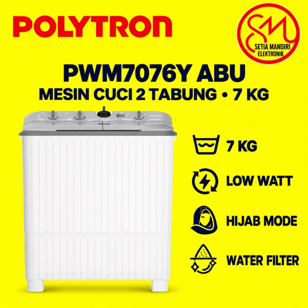 Polytron PWM 9076 Mesin Cuci 2 Tabung
