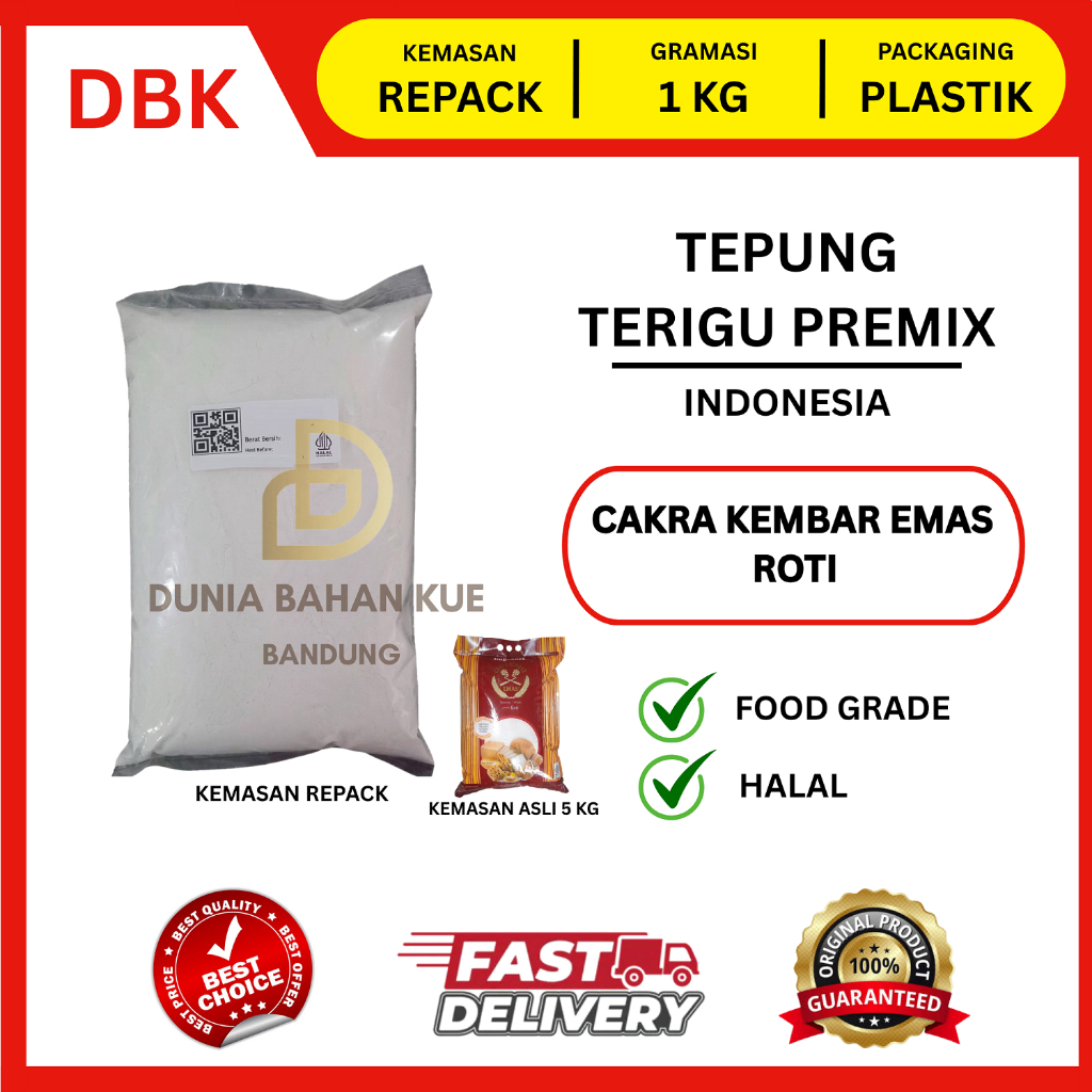 CAKRA KEMBAR EMAS ROTI - 1 KG / TEPUNG TERIGU ROTI CAKRA KEMBAR EMAS