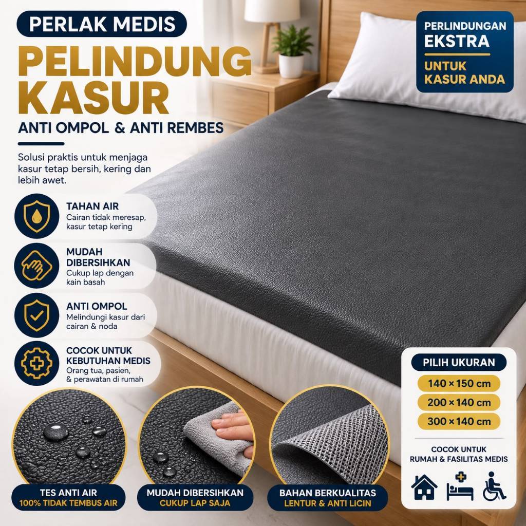 Perlak Medis | Alas Ompol Dewasa | Perlak Rumah Sakit | Perlak Polos | Underpad 200 - 300cm x 140 cm