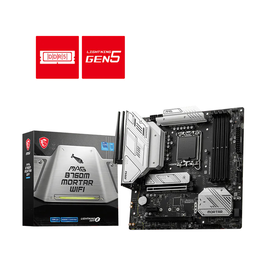 Motherboard MSI MAG B760M MORTAR WIFI DDR5 INTEL B760 LGA1700 - MSI B760M Mortar Wifi
