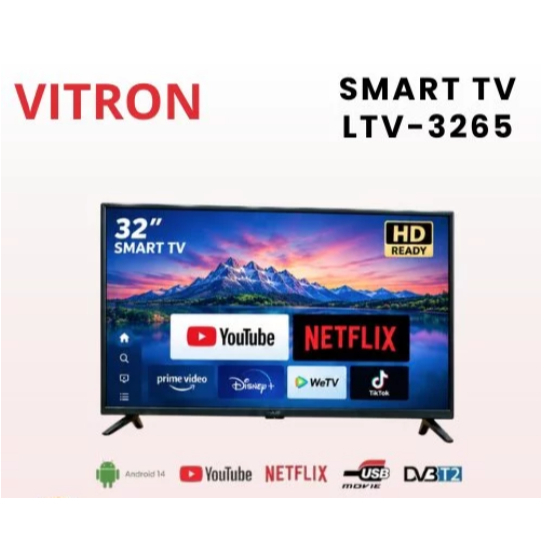 VITRON Smart TV 32 Inch LTV 3265 SMART / LTV3265 / LTV-3265 - Youtube, Netflix, Android 14 - USB MOV